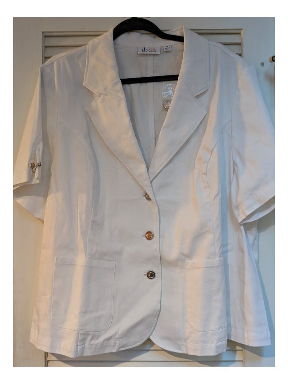 Denim & Co. White Pantsuit w/ Pockets & Two-Tone Buttons | Size 2X Top, 3X Pants